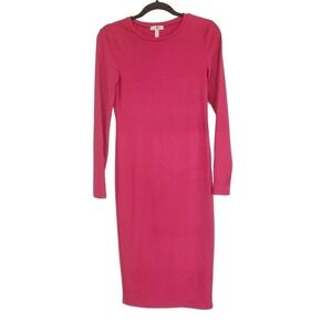 Leith Bodycon Dress size XS Barbie‎ Pink long sleeve Midi